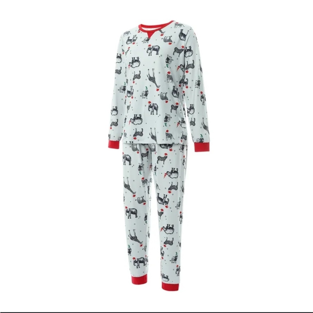 Wondershop Grey and Red Holiday Safari Animal Print Pajama Set